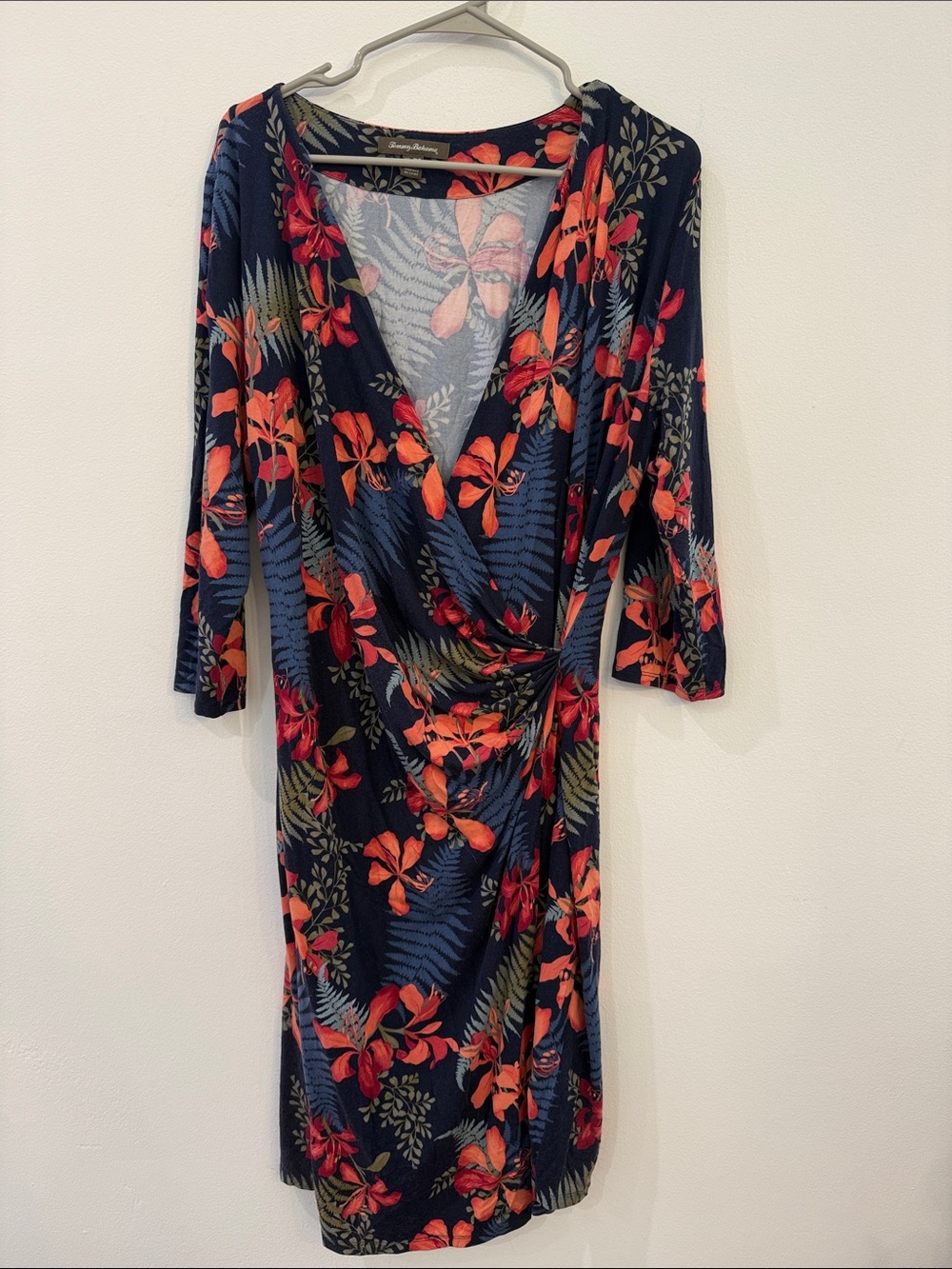 Tommy Bahama Navy and Coral Floral Tunic